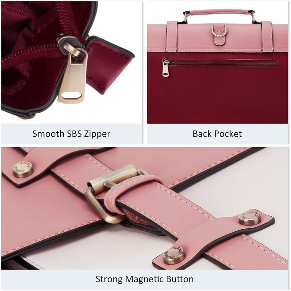 Designer Vegan Leather Satchel Bag for Women - Perfect for Laptop & Travel - Picture 5 of 7